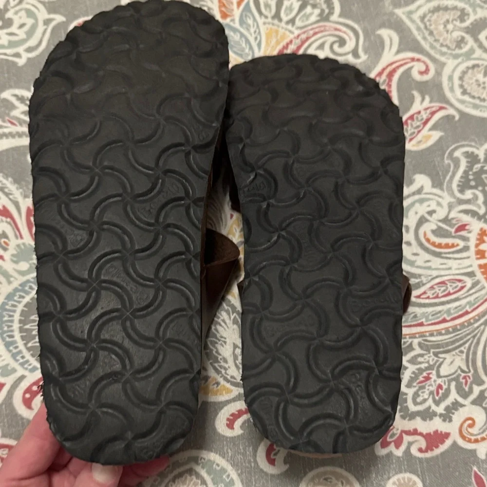 Brown Triple-Buckle Women’s Sandals - Picture 2 of 2